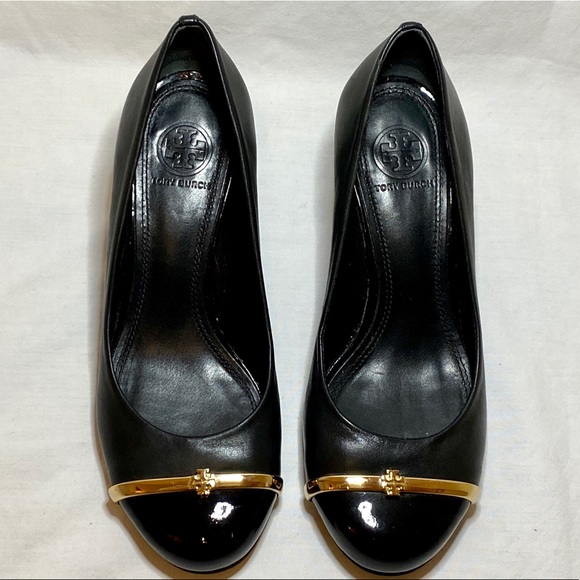 Tory Burch Pacey Cap-Toe Wedge Pump, Black - Picture 4 of 7